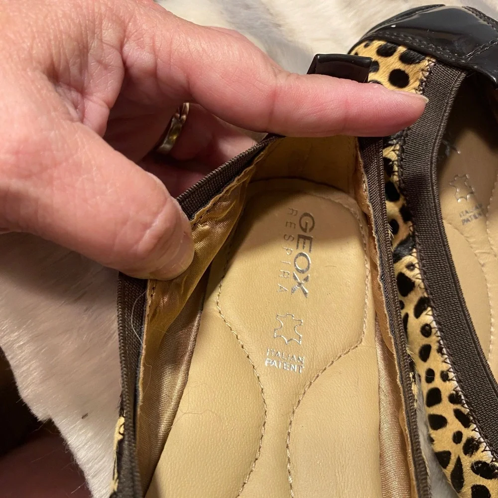 Geox Respira Animal Print Ballet Flats Cap Toe Comfort‎ Shoes EU 37, US 6.5 EUC